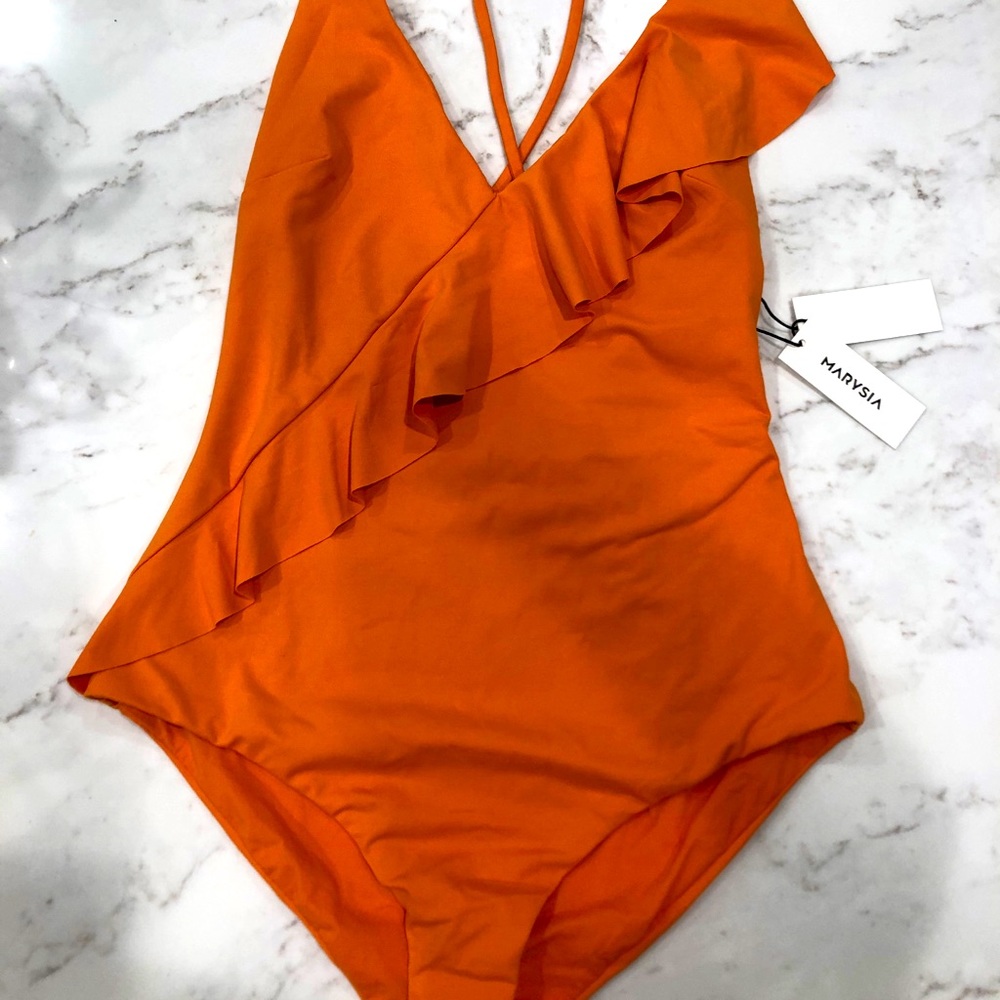 Marysia Palisade Ruffle Maillot in Teracotta,